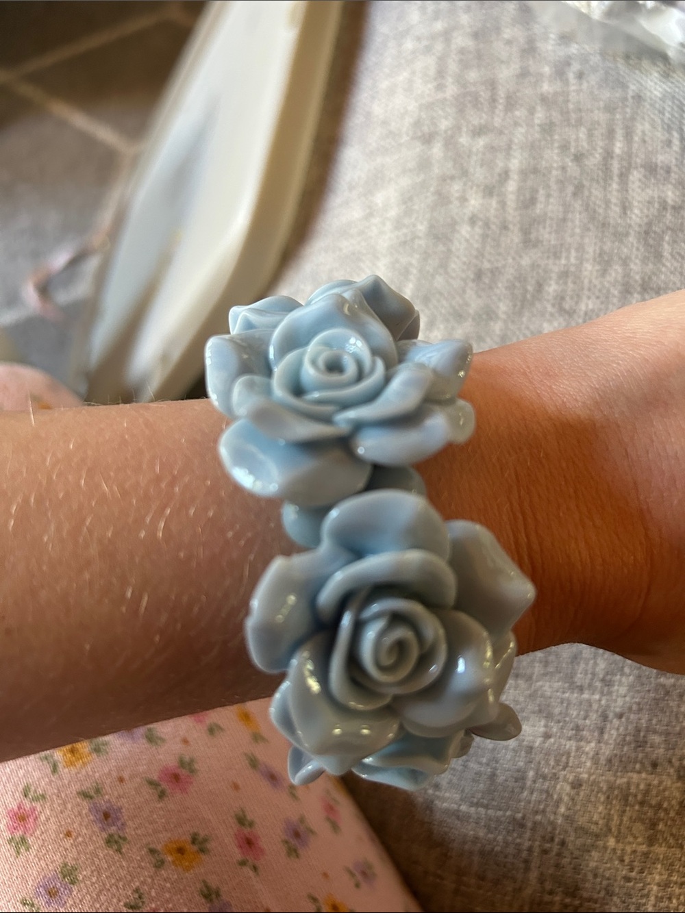 ModCloth Blue Floral Rose Stretch Bracelet